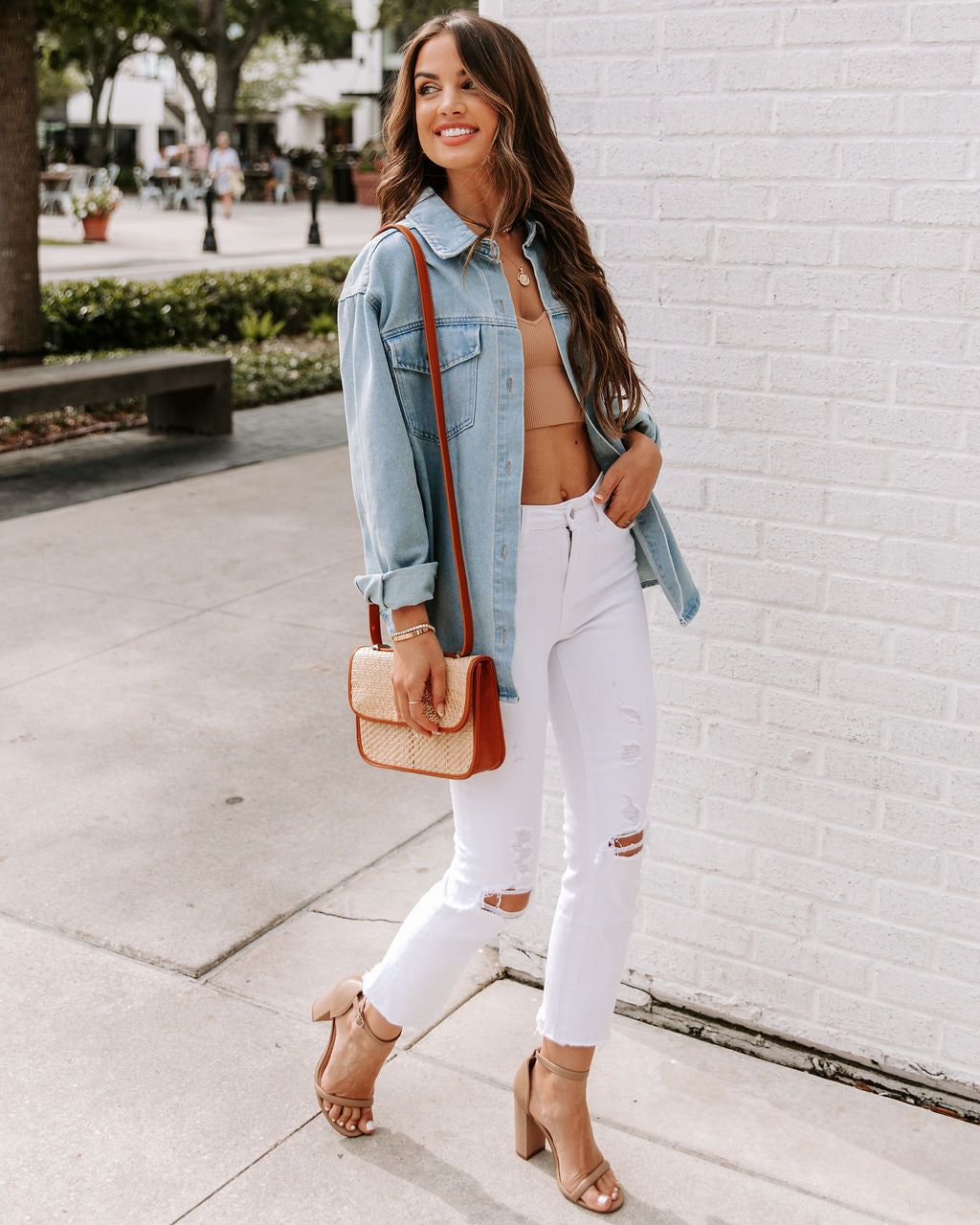 Lassie Button Down Denim Shacket - Light Wash - FINAL SALE sold by Vici product image thumbnail 7