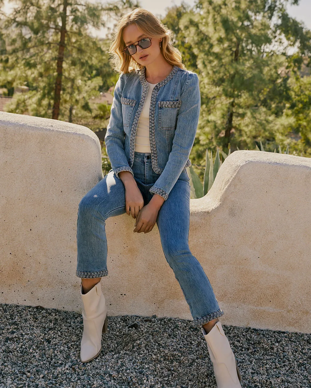 Farrow Braided Denim Tailored Jacket sold by Vici