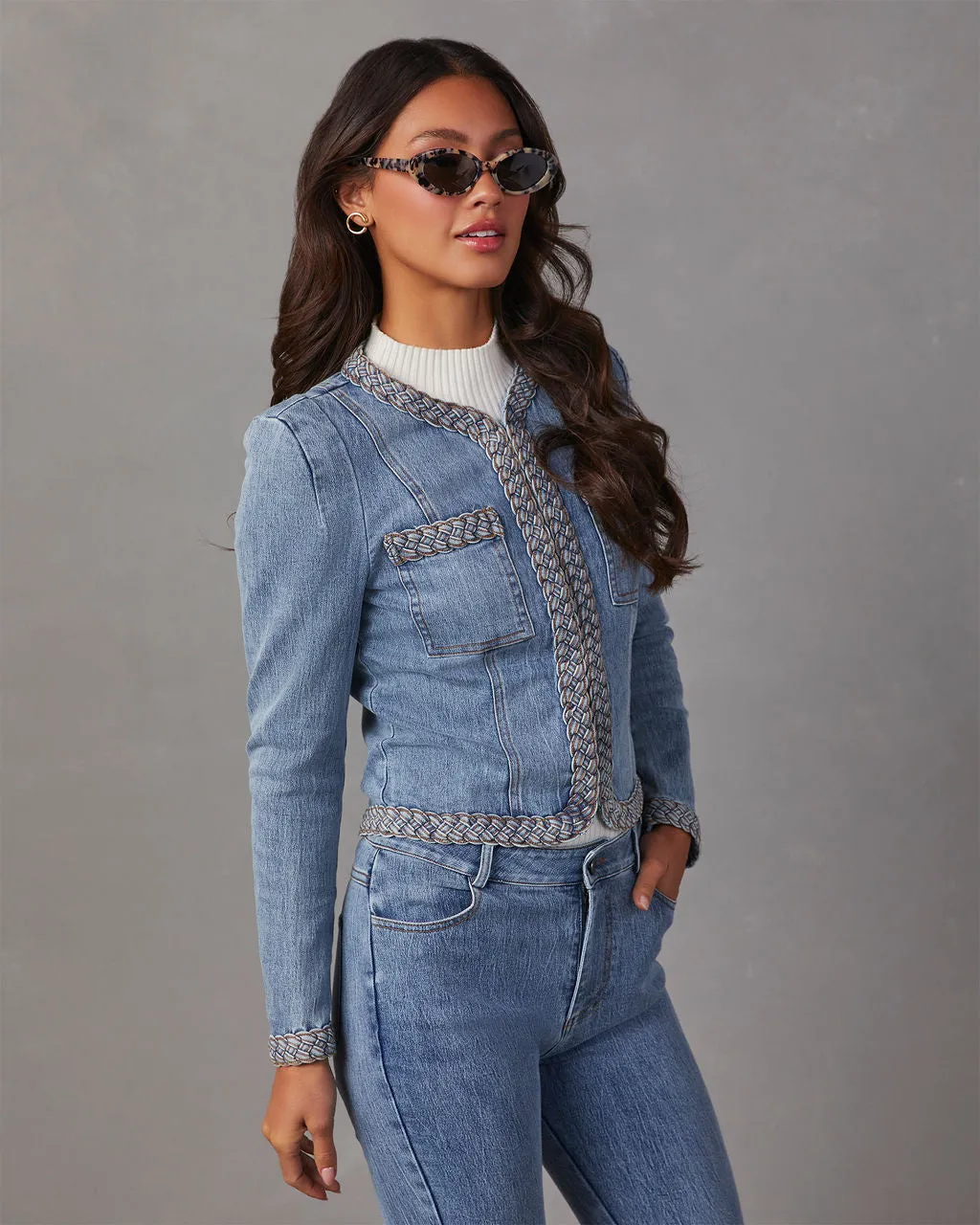 Farrow Braided Denim Tailored Jacket sold by Vici product image thumbnail 3