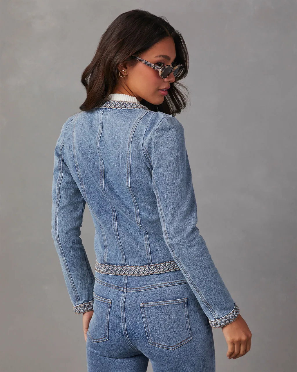Farrow Braided Denim Tailored Jacket sold by Vici product image thumbnail 4