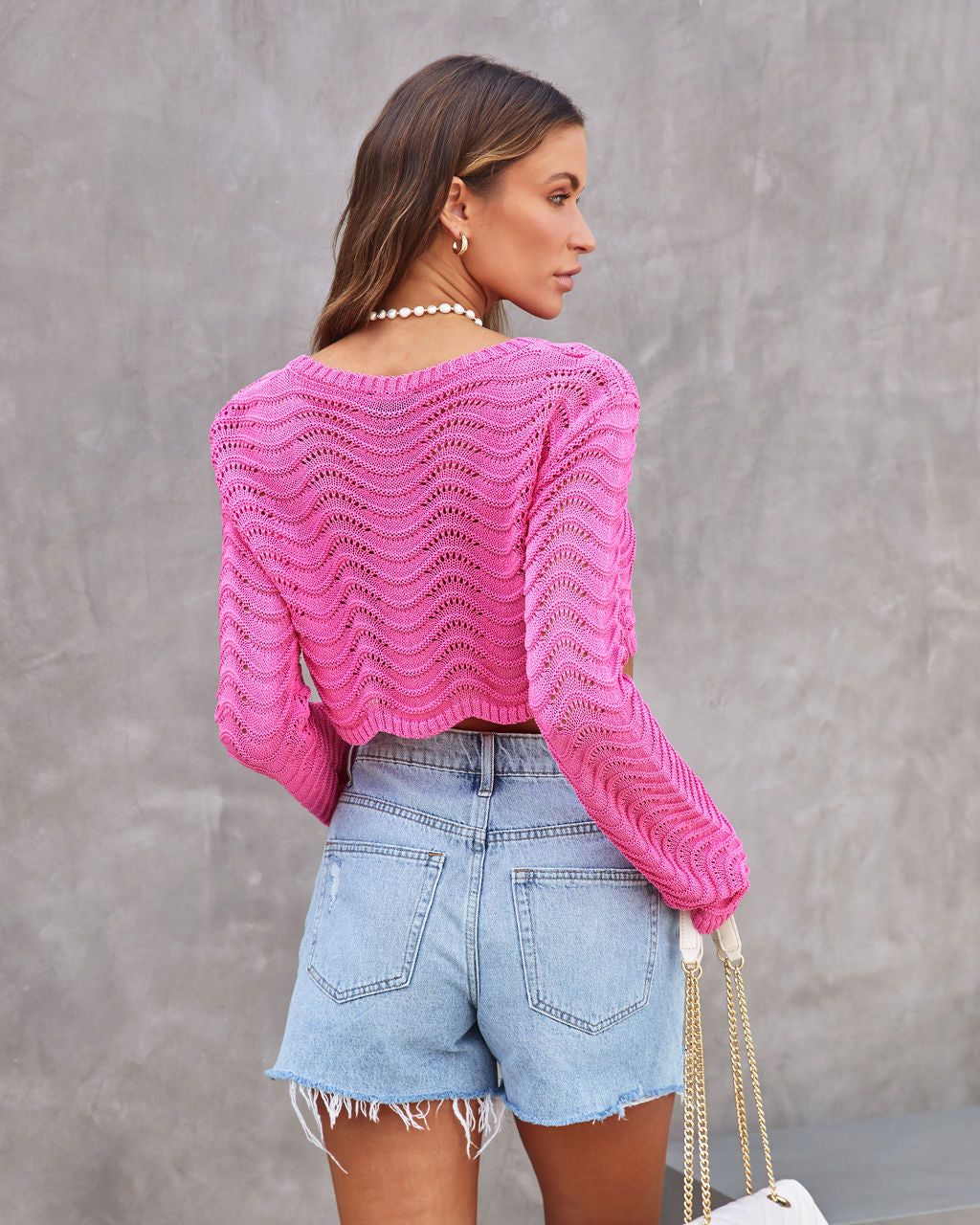 Maritza Knit Scallop Hem Long Sleeve Top sold by Vici product image thumbnail 4