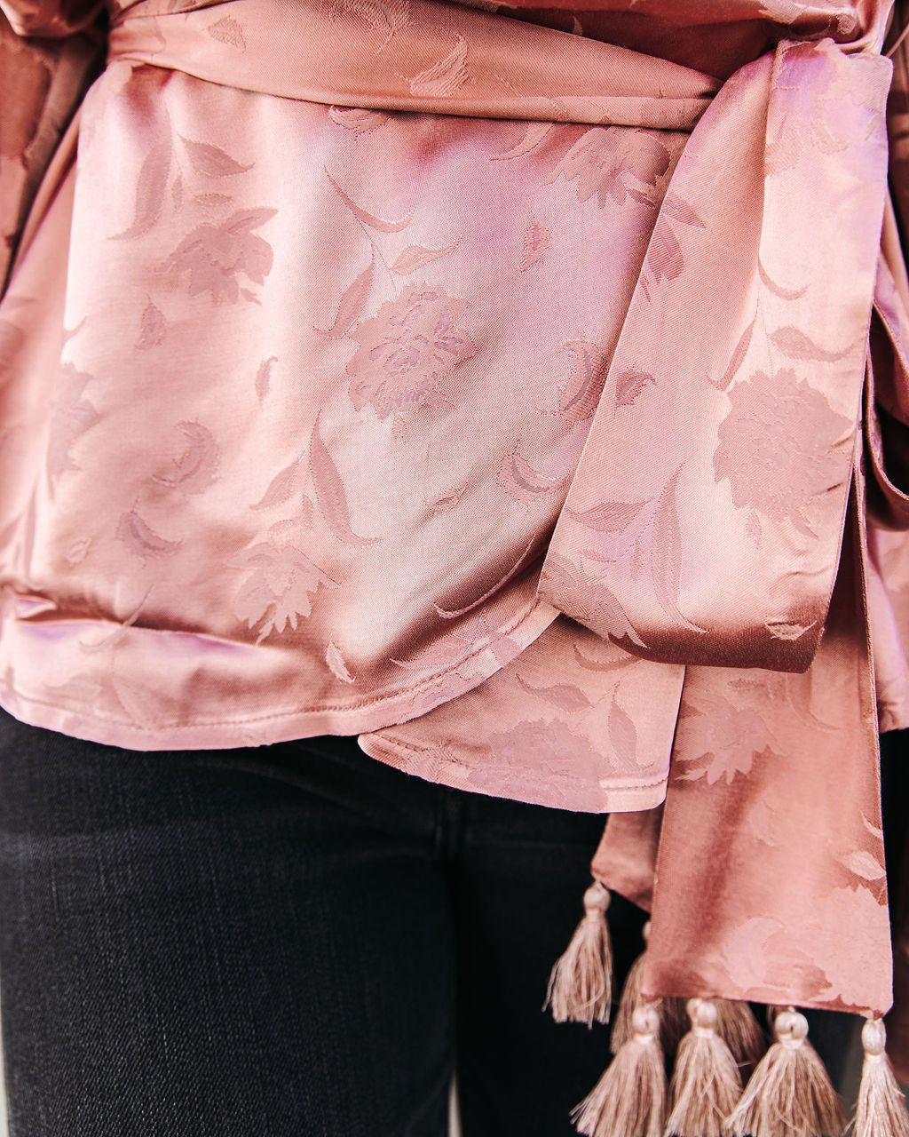 Arlow Satin Embossed Wrap Blouse - Rose - FINAL SALE sold by Vici product image thumbnail 4