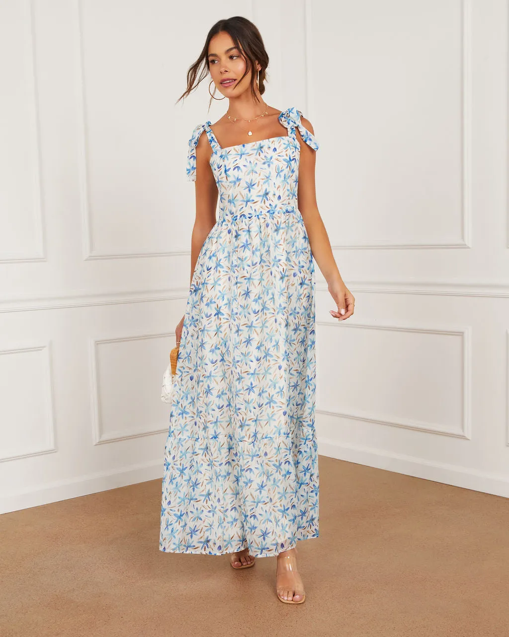 Antonia Printed Tie Shoulder Maxi Dress sold by Vici