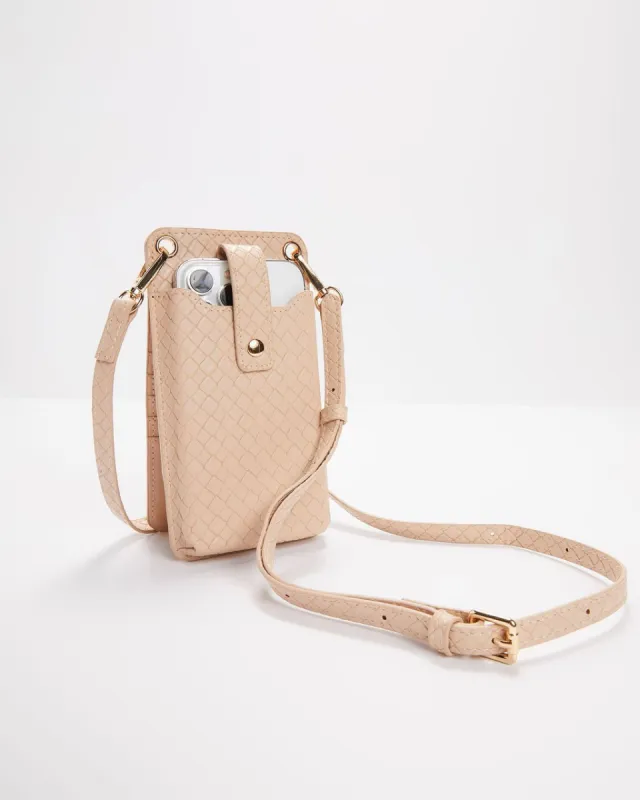 Claire Woven Phone + Cardholder Crossbody Bag sold by Vici