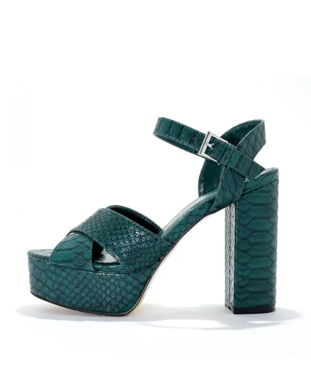 Eugina Snake Platform Heels - Pine - FINAL SALE sold by Vici