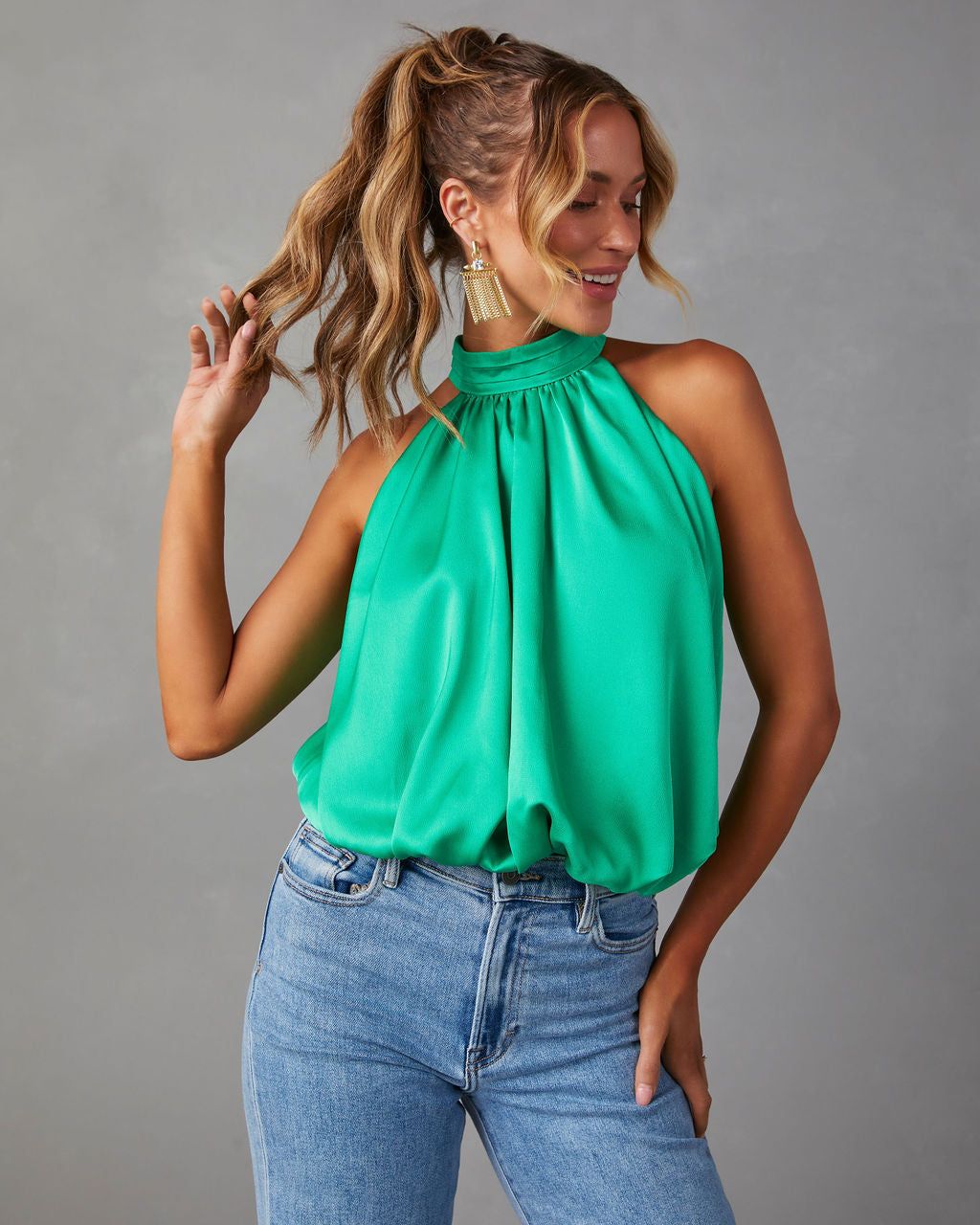 Tamsyn Drape Halter Bodysuit - Green - SALE sold by Vici product image thumbnail 3