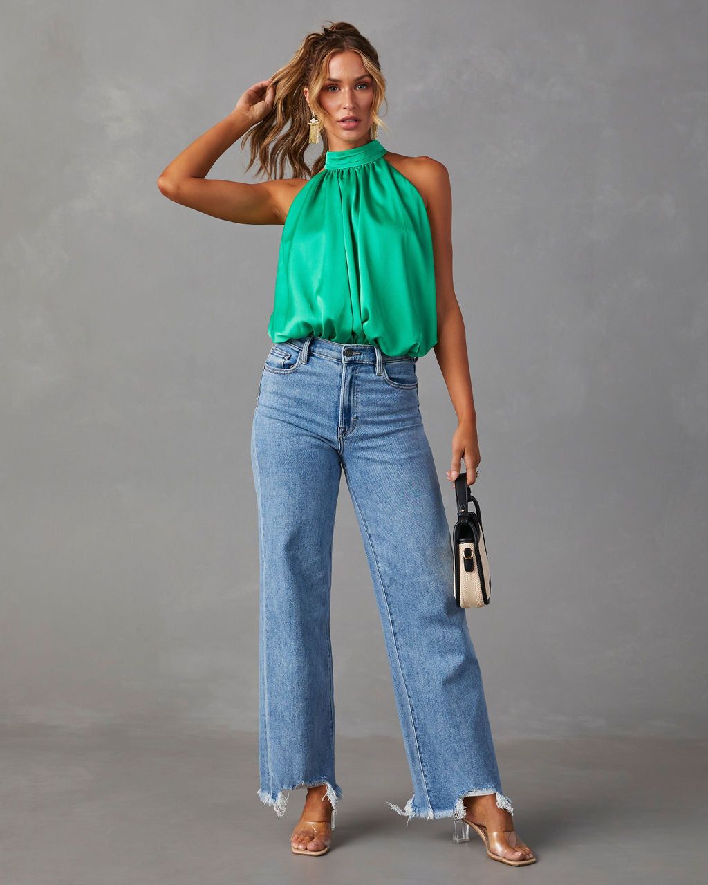 Tamsyn Drape Halter Bodysuit - Green - SALE sold by Vici product image thumbnail 6