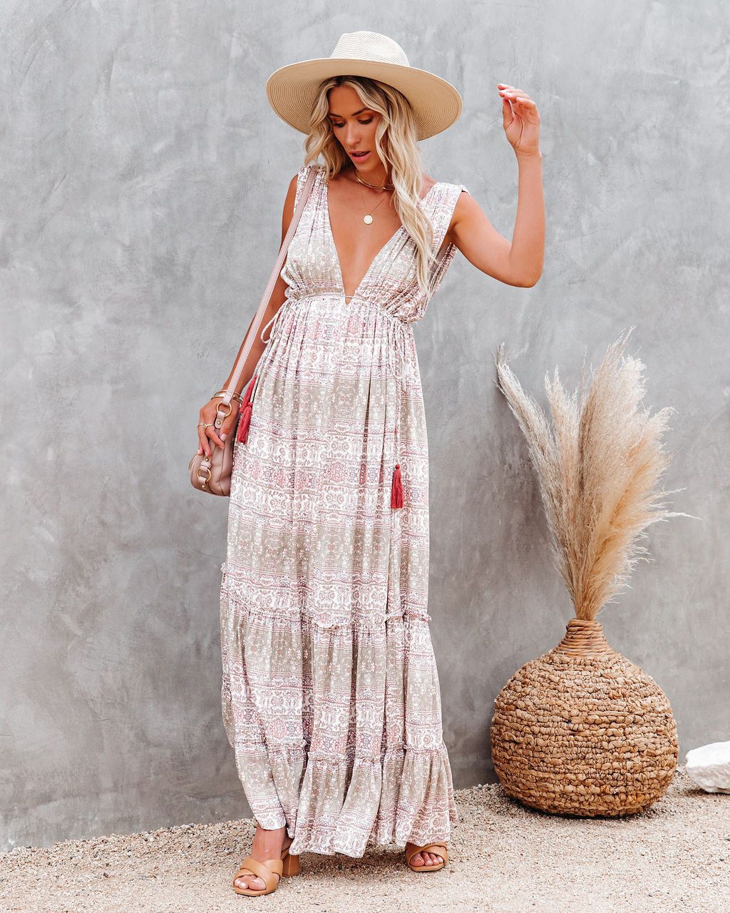Mary Printed Tassel Tie Maxi Dress - FINAL SALE sold by Vici product image thumbnail 5