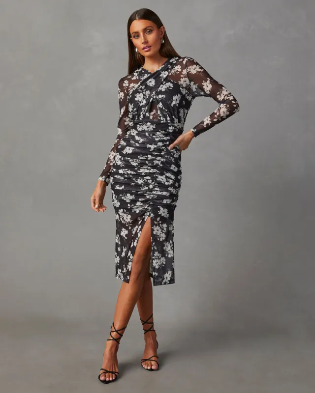 Coleen Mesh Floral Midi Dress sold by Vici
