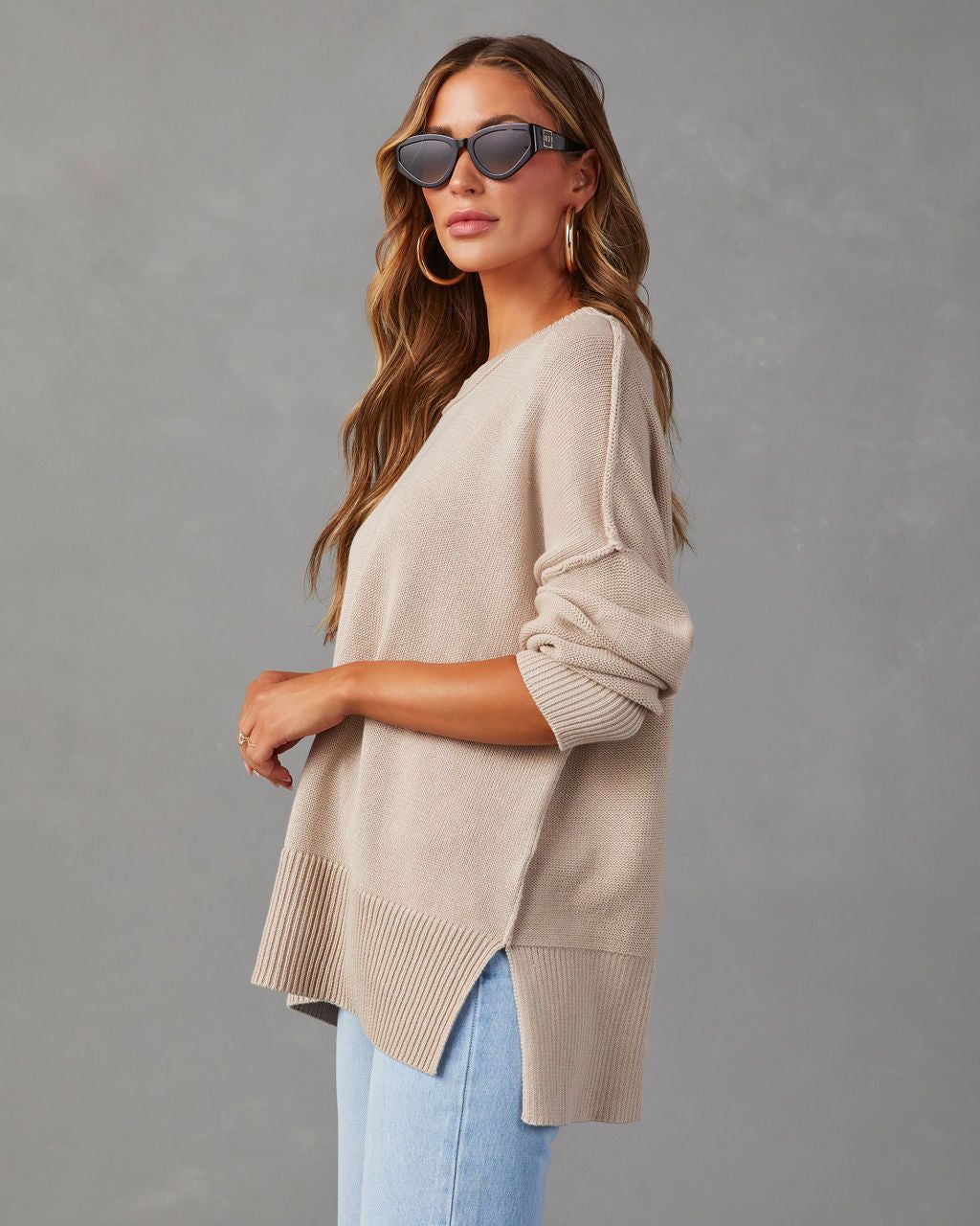 Exposed Oversized Knit Pullover Sweater sold by Vici product image thumbnail 3