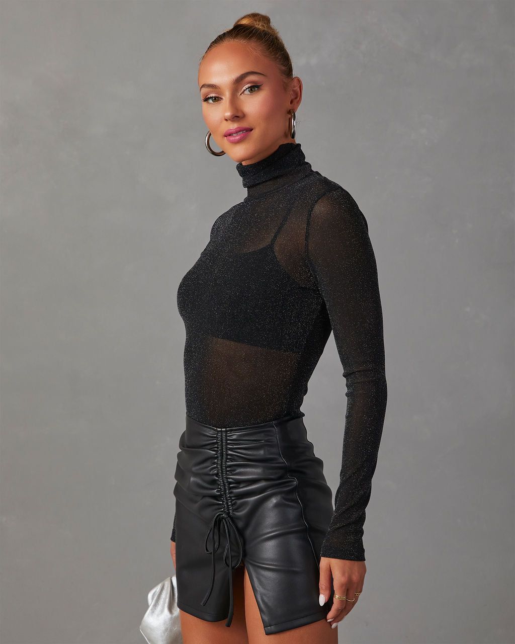 Nightfall Mock Neck Long Sleeve Top - Black sold by Vici product image thumbnail 3