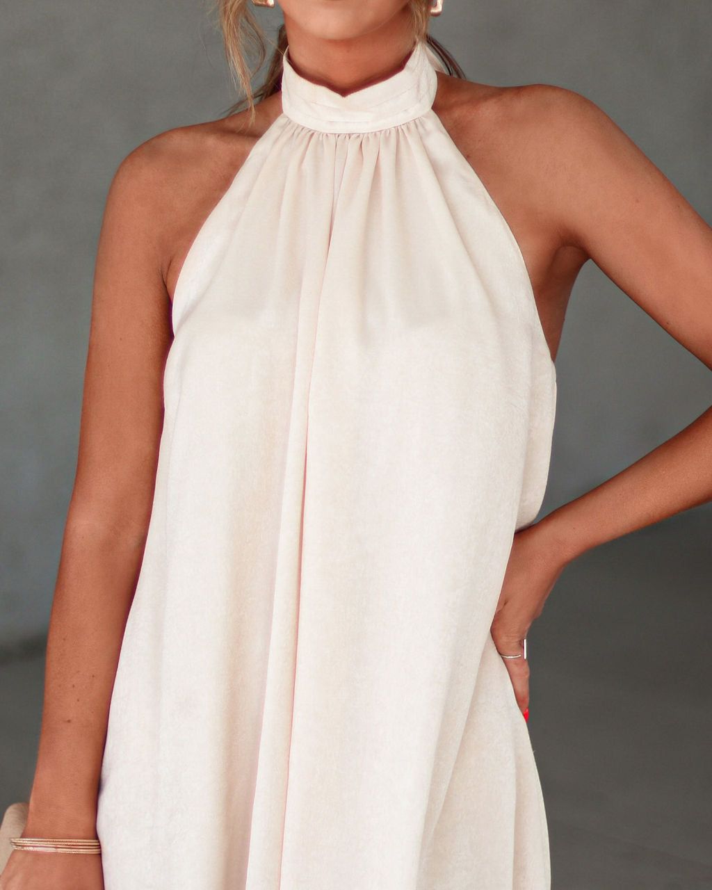 Dora Halter Trapeze Mini Dress sold by Vici product image thumbnail 4