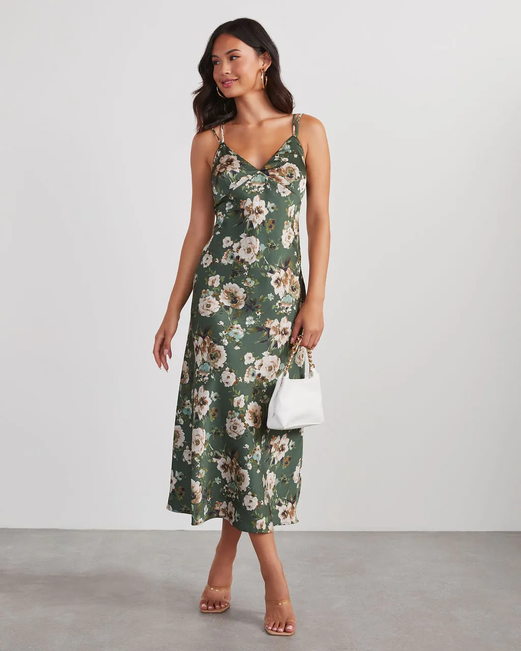 Sweet Sunflower Satin Floral Midi Dress sold by Vici product image thumbnail 5