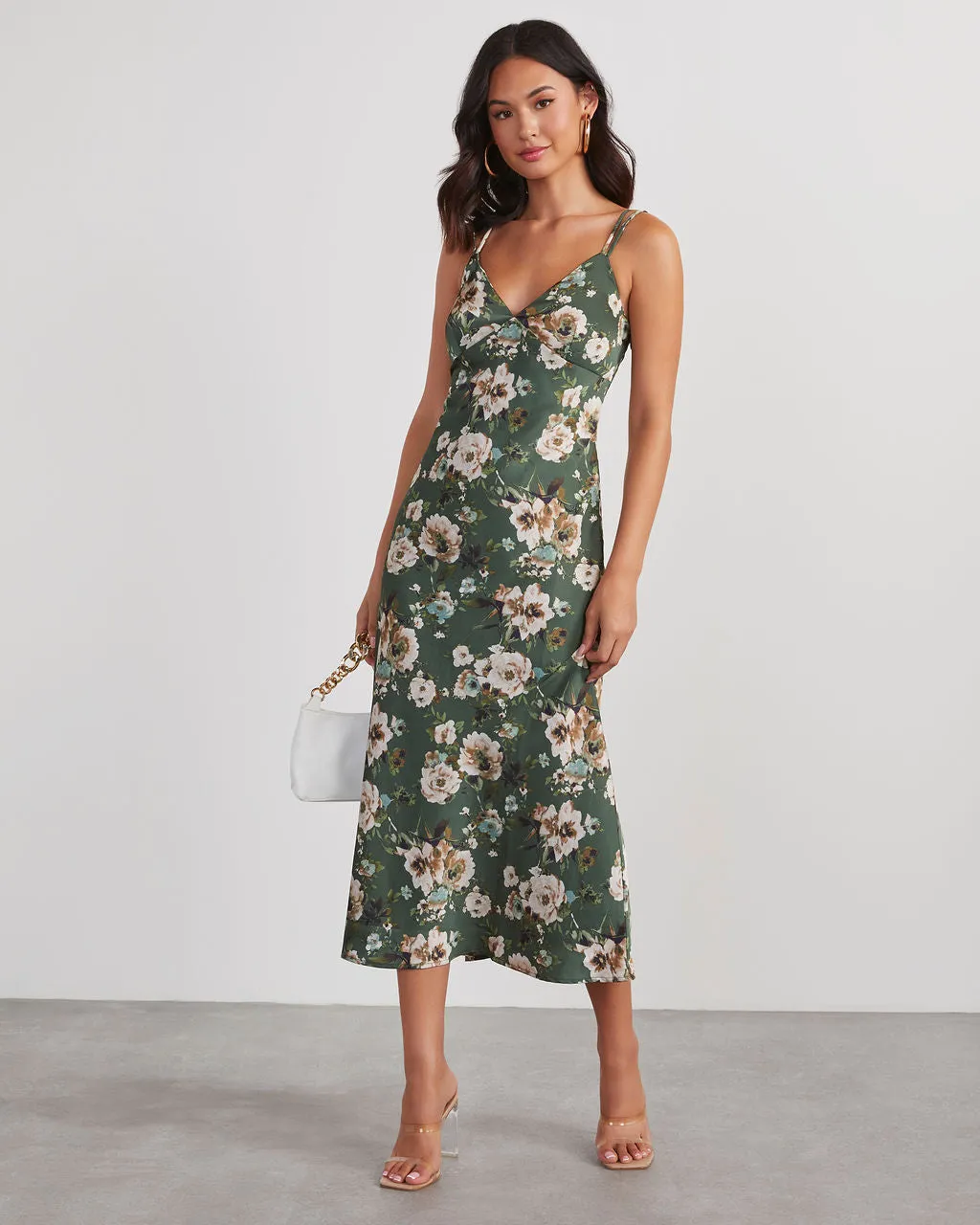 Sweet Sunflower Satin Floral Midi Dress sold by Vici product image thumbnail 2