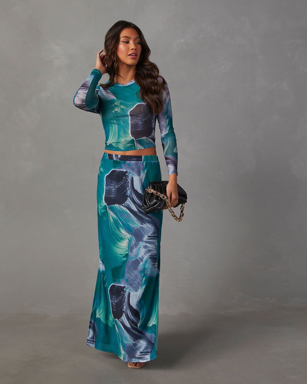 Larocco Printed Mesh Midi Skirt sold by Vici product image thumbnail 6