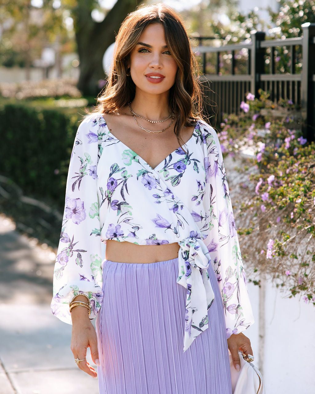 Marlow Floral Side Tie Top sold by Vici