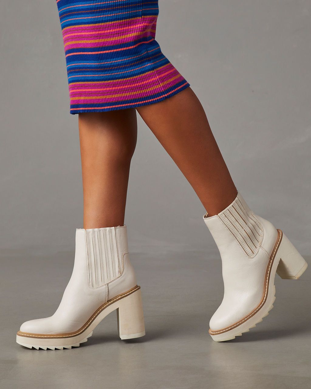 Midan Faux Leather Heeled Boots - White sold by Vici product image thumbnail 5