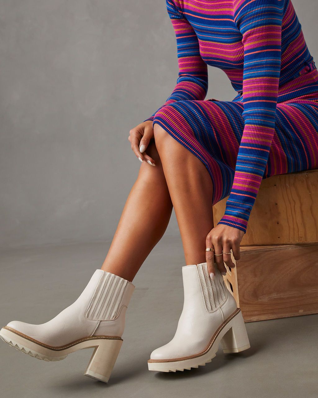 Midan Faux Leather Heeled Boots - White sold by Vici product image thumbnail 6