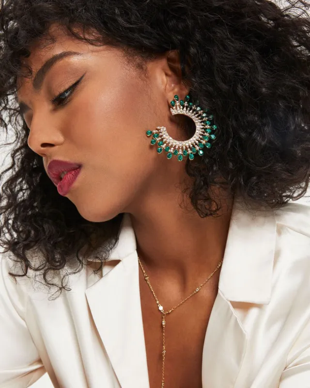 Ever Mine Crystal Burst Earrings - Emerald sold by Vici