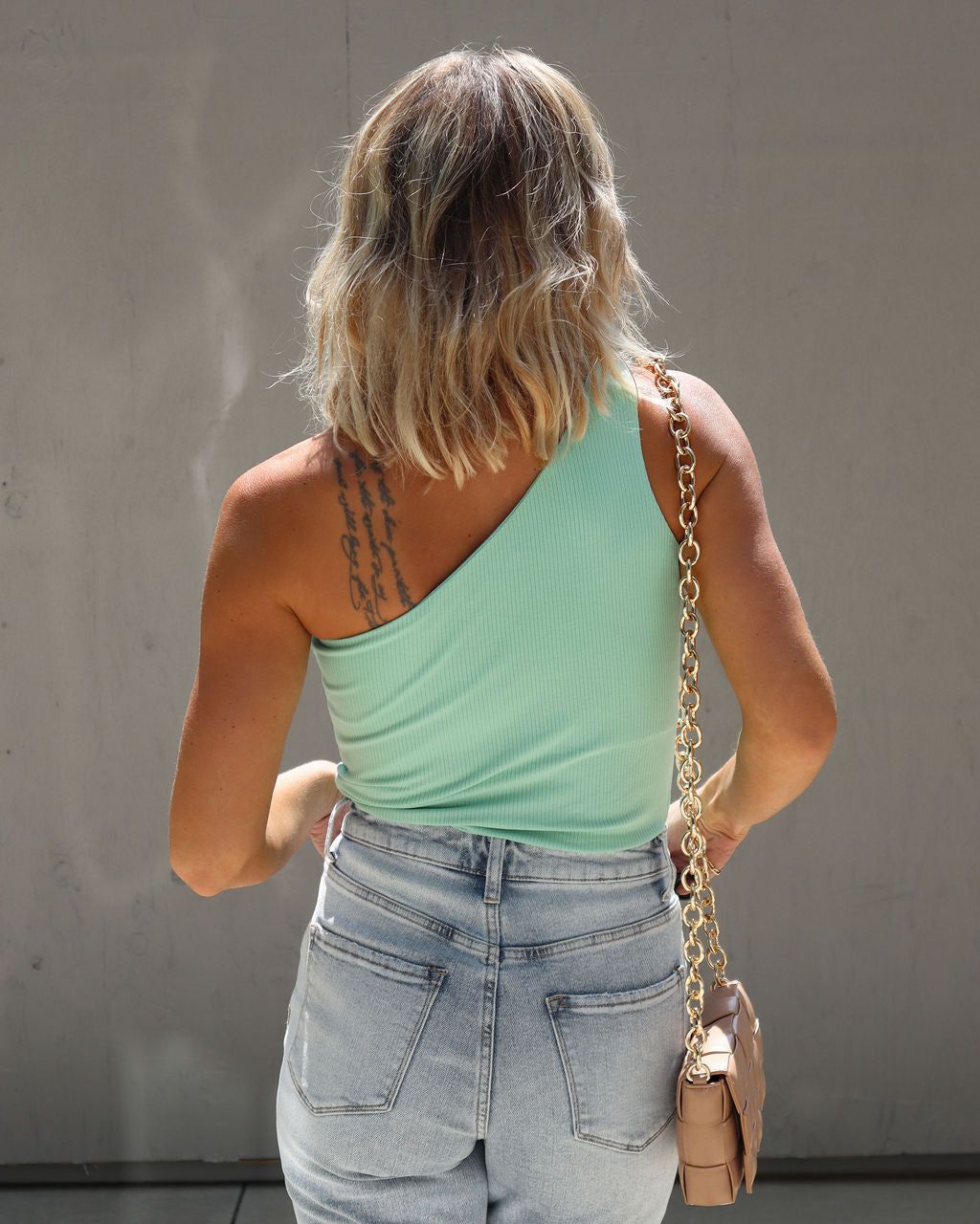 Carlotta One Shoulder Bodysuit - Seafoam - SALE sold by Vici product image thumbnail 2