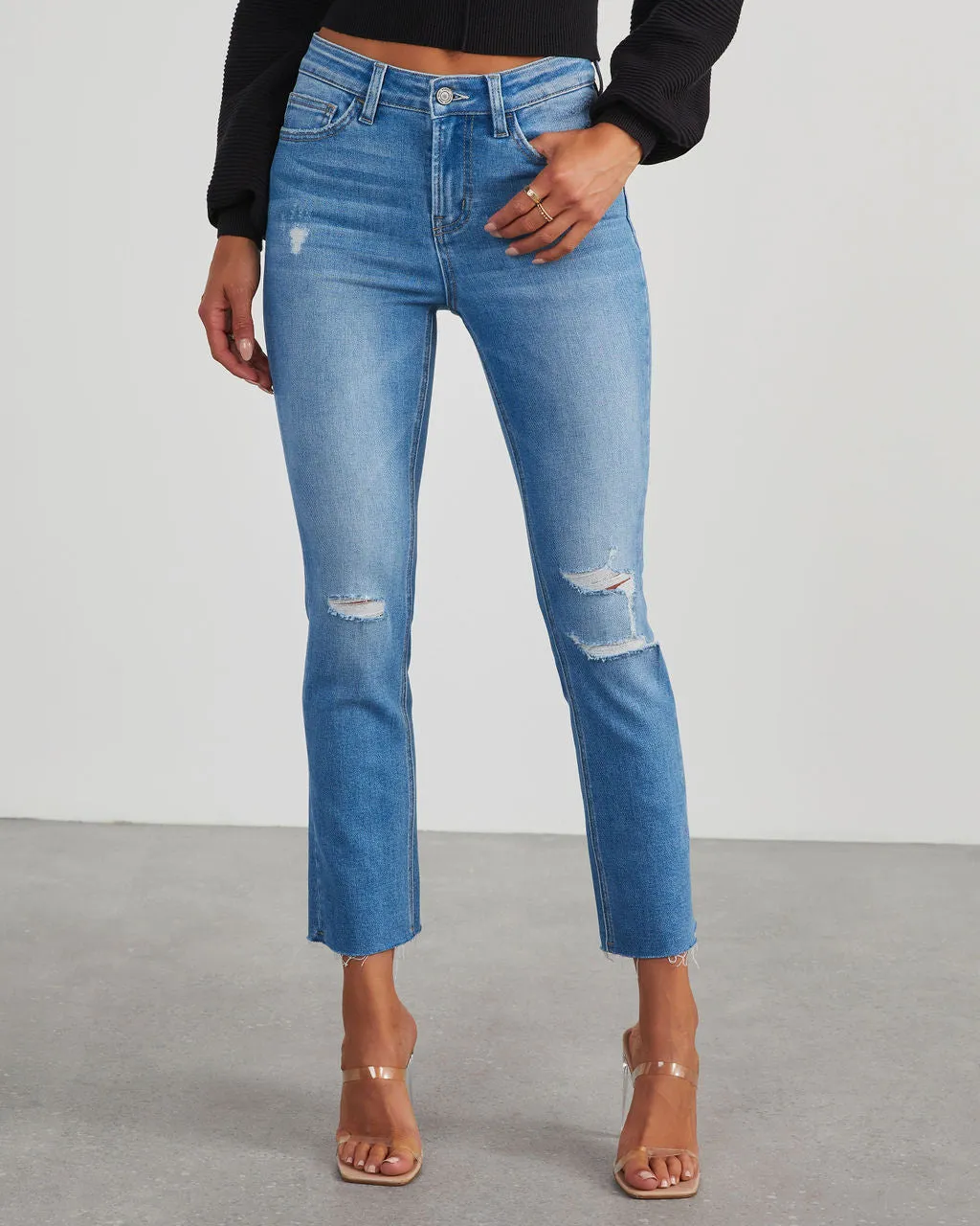 Jeanne Super Stretch Distressed Slim Straight Denim sold by Vici product image thumbnail 2