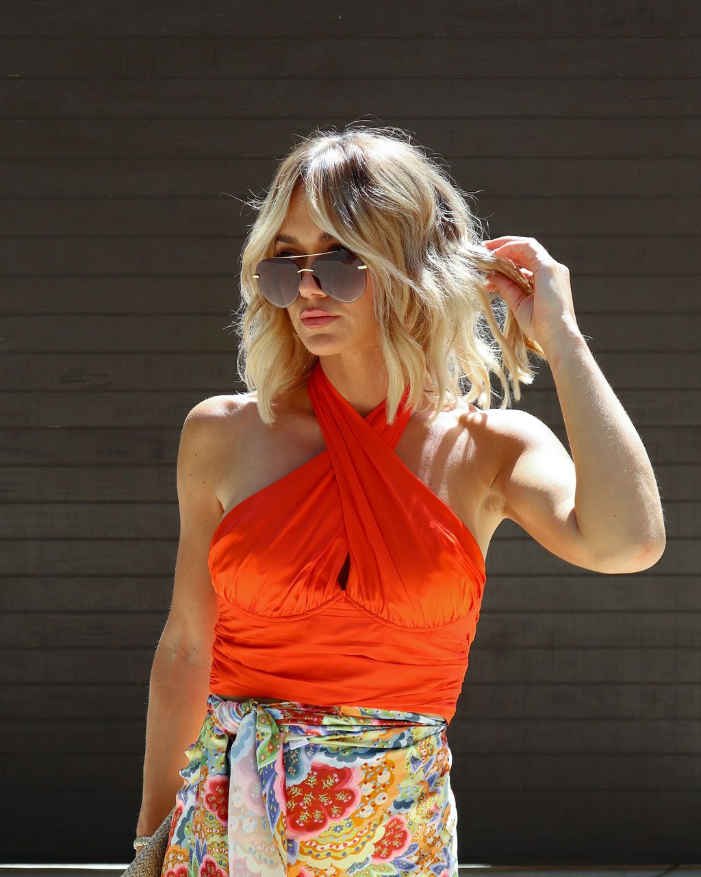 Zaynn Satin Halter Crop Top sold by Vici