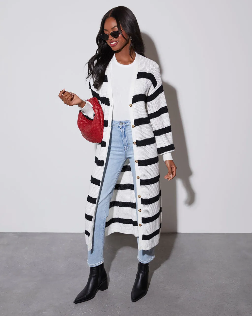 Hollis Striped Long Cardigan sold by Vici product image thumbnail 4