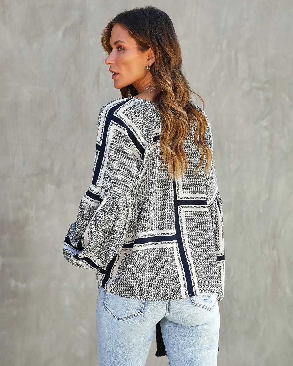 Time Will Tell Printed Tassel Tie Blouse sold by Vici product image thumbnail 3