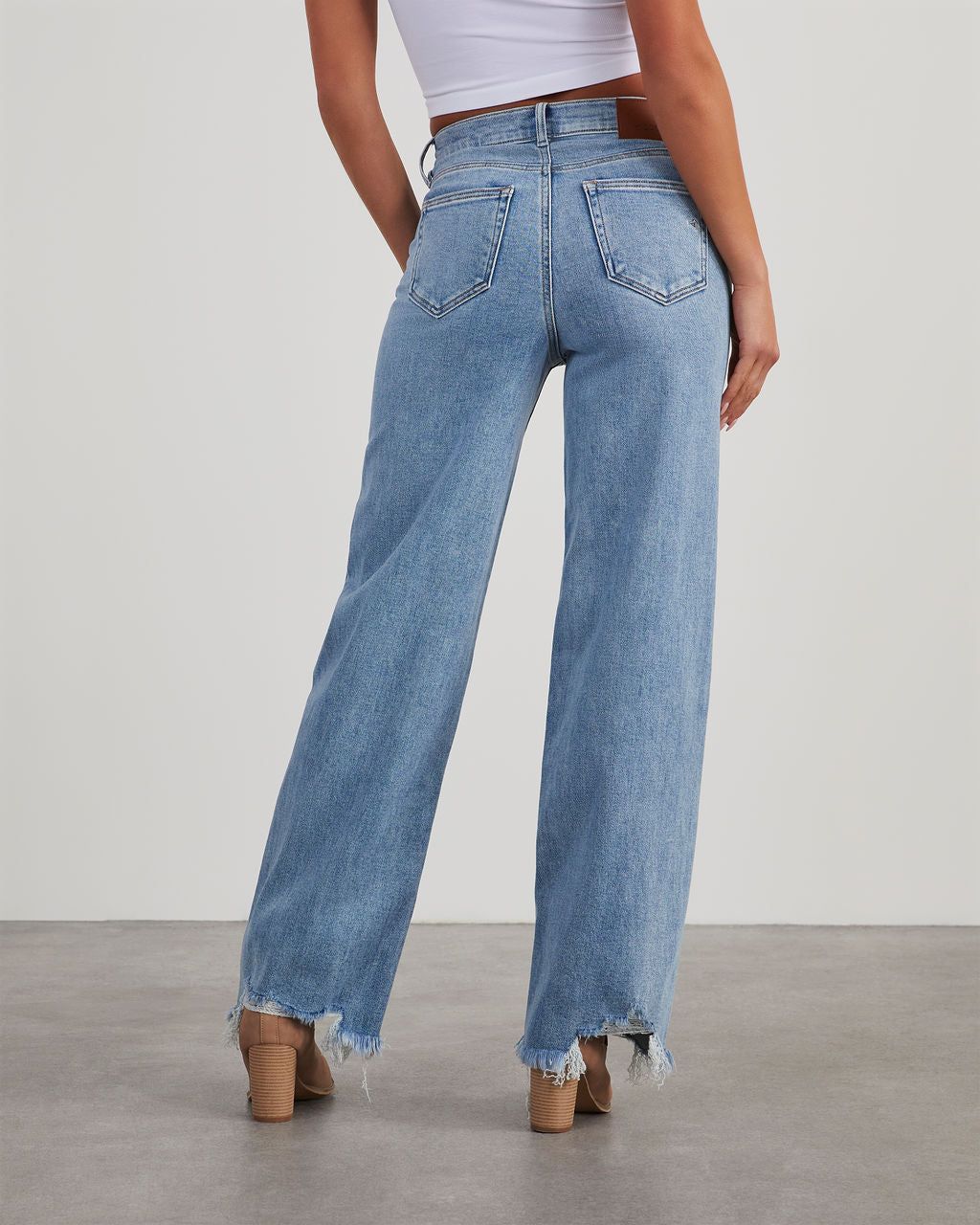 Mandy High Rise Stretch Frayed Relaxed Denim sold by Vici product image thumbnail 5