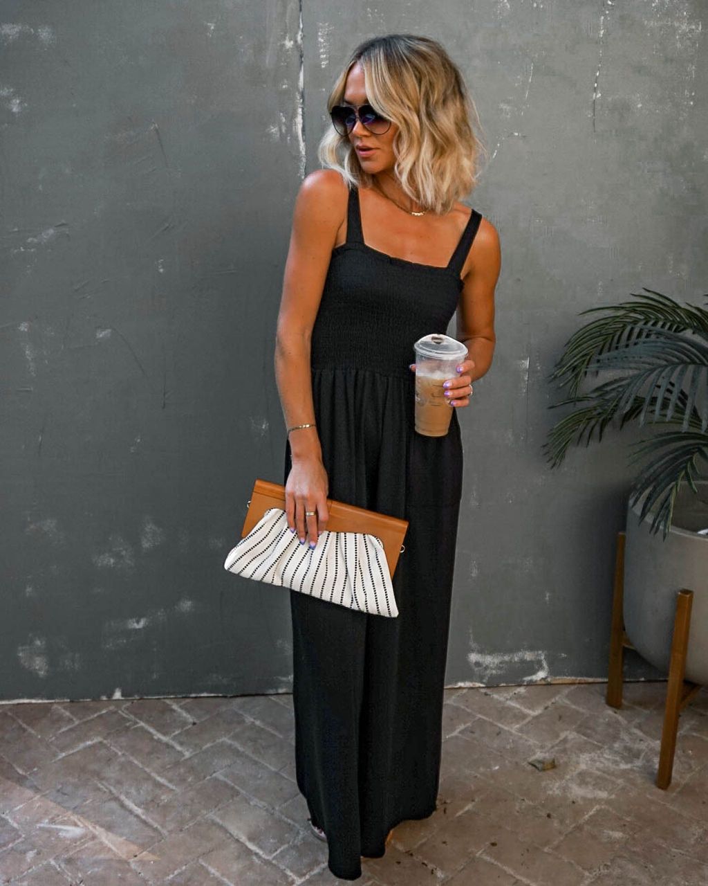 Mattea Smocked Pocketed Jumpsuit - Black - SALE sold by Vici product image thumbnail 3