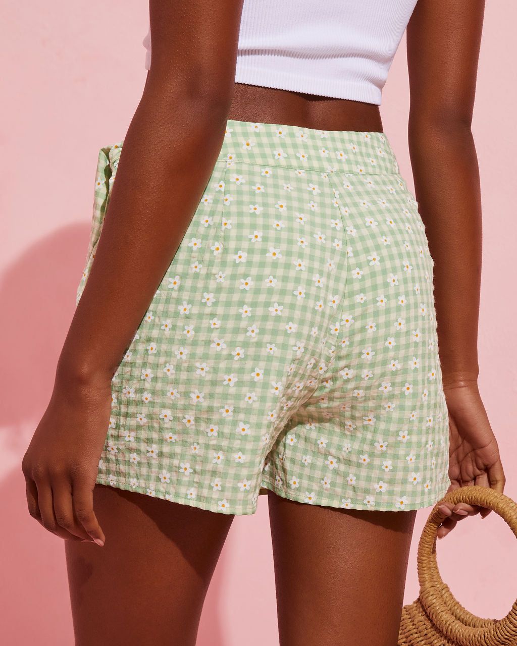 State Fair Plaid Daisy Wrap Skort - Green - FINAL SALE sold by Vici product image thumbnail 2