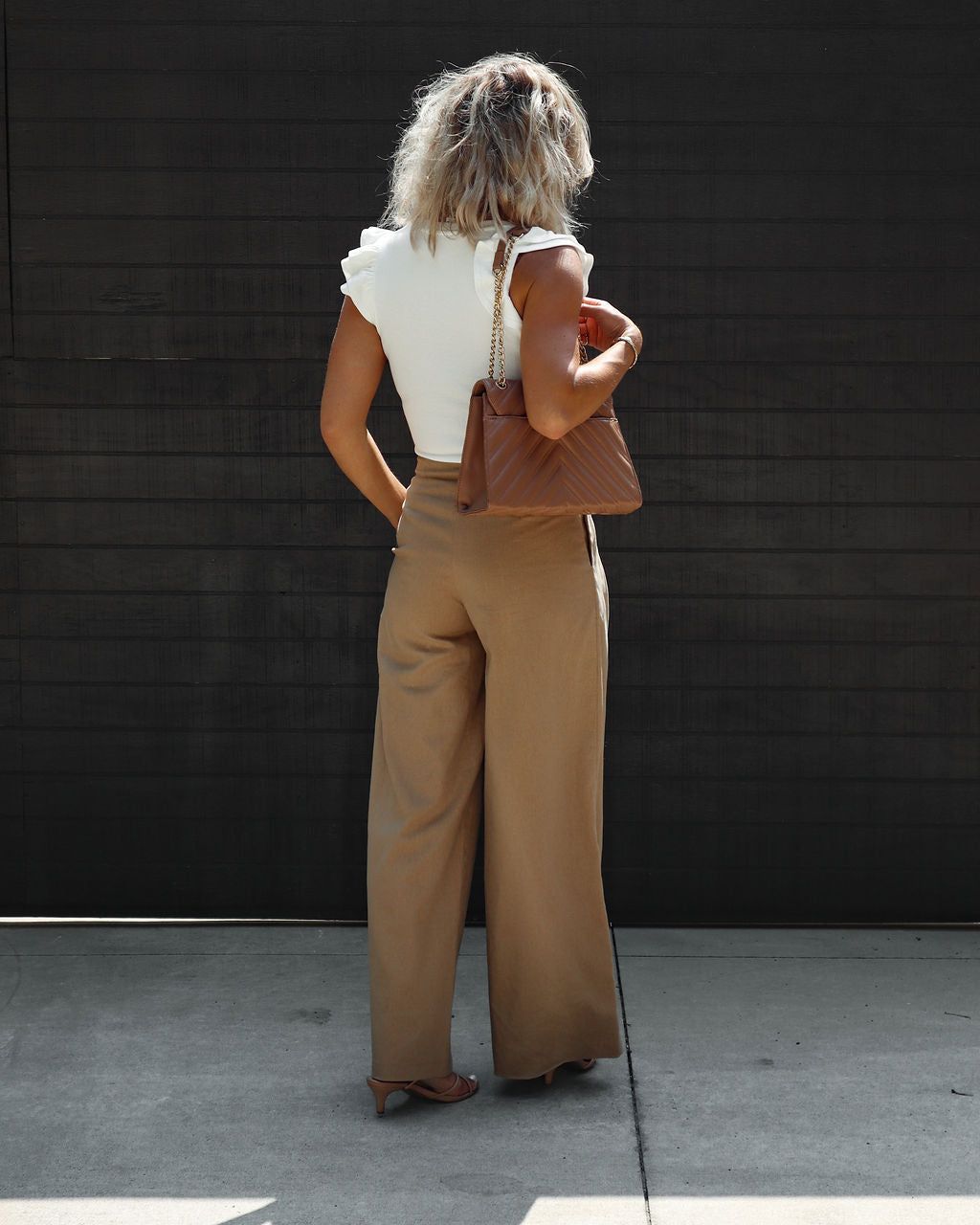 Janie Wide Leg Pocketed Pleated Pants sold by Vici product image thumbnail 3