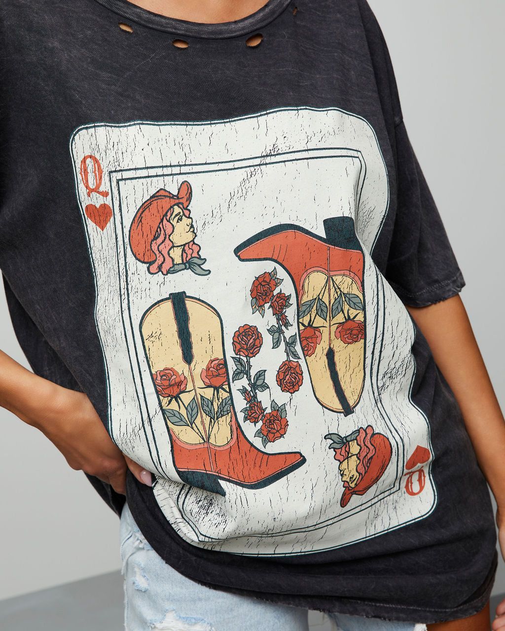 Poker Face Cotton Oversized Tee sold by Vici product image thumbnail 3