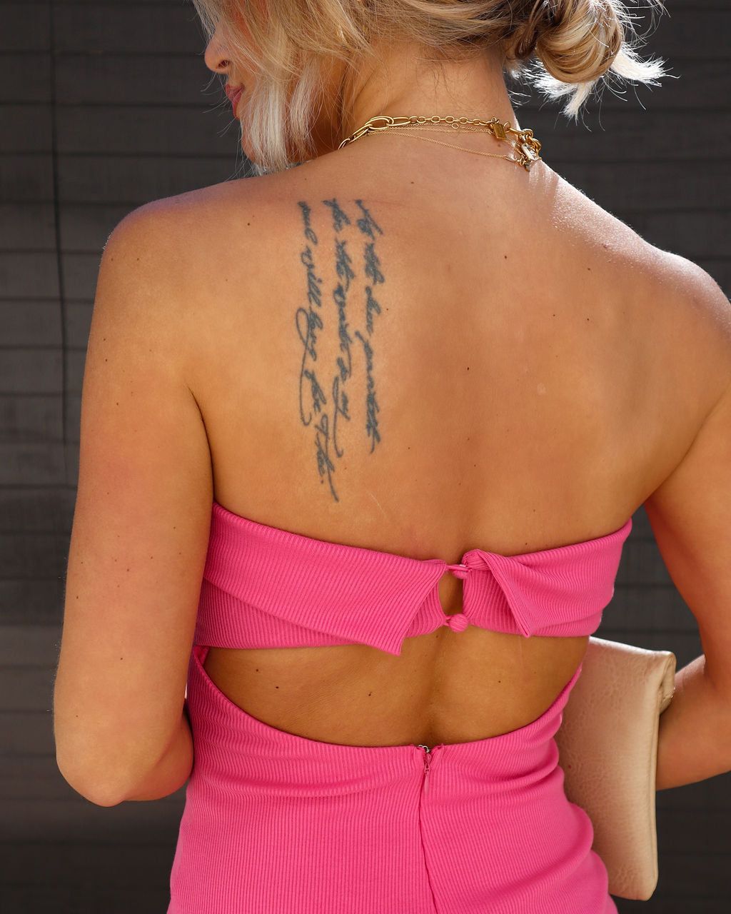 Celeste Ribbed Cutout Strapless Midi Dress - Hot Pink - FINAL SALE sold by Vici product image thumbnail 2