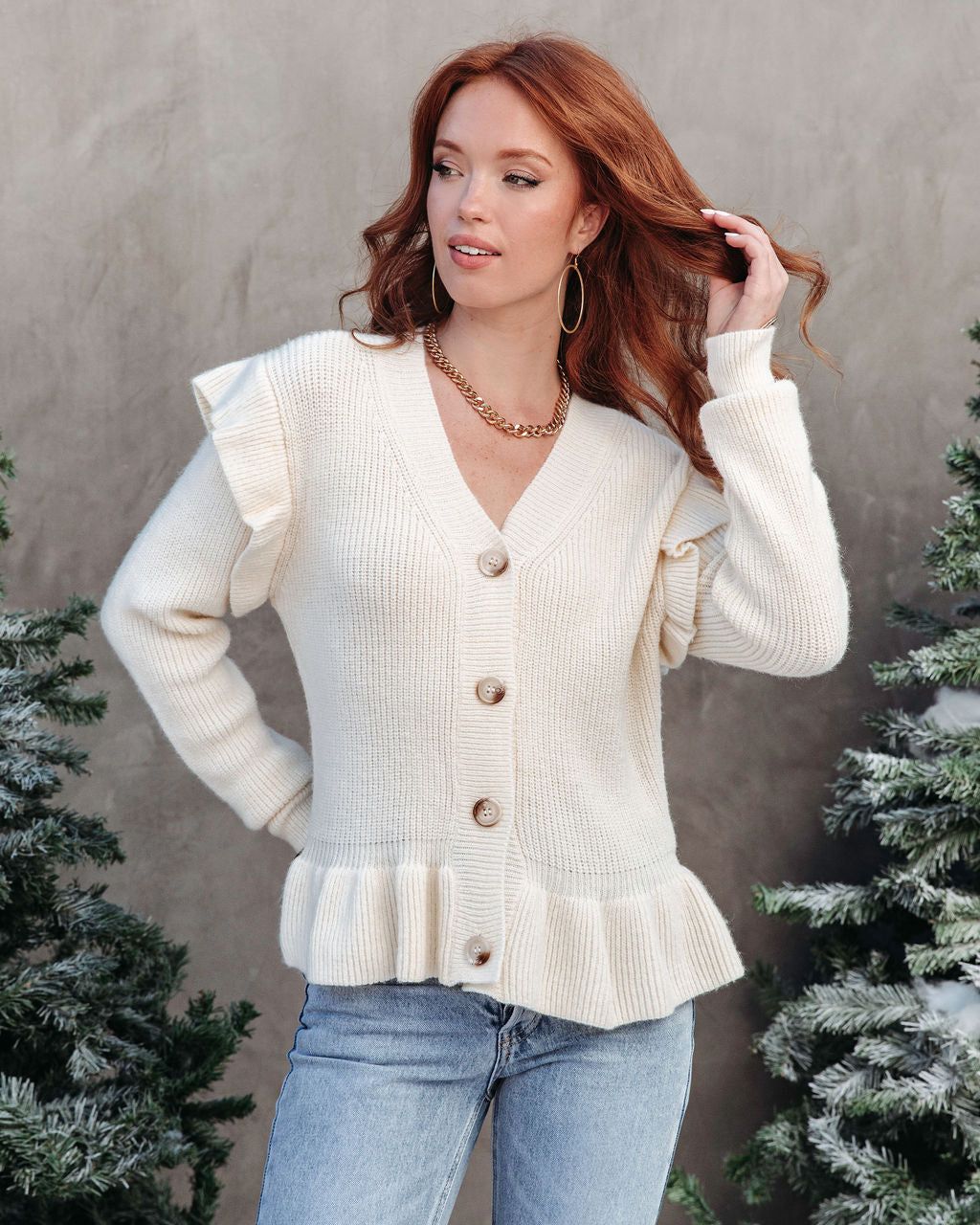 Lola Knit Ruffle Cardigan sold by Vici product image thumbnail 3