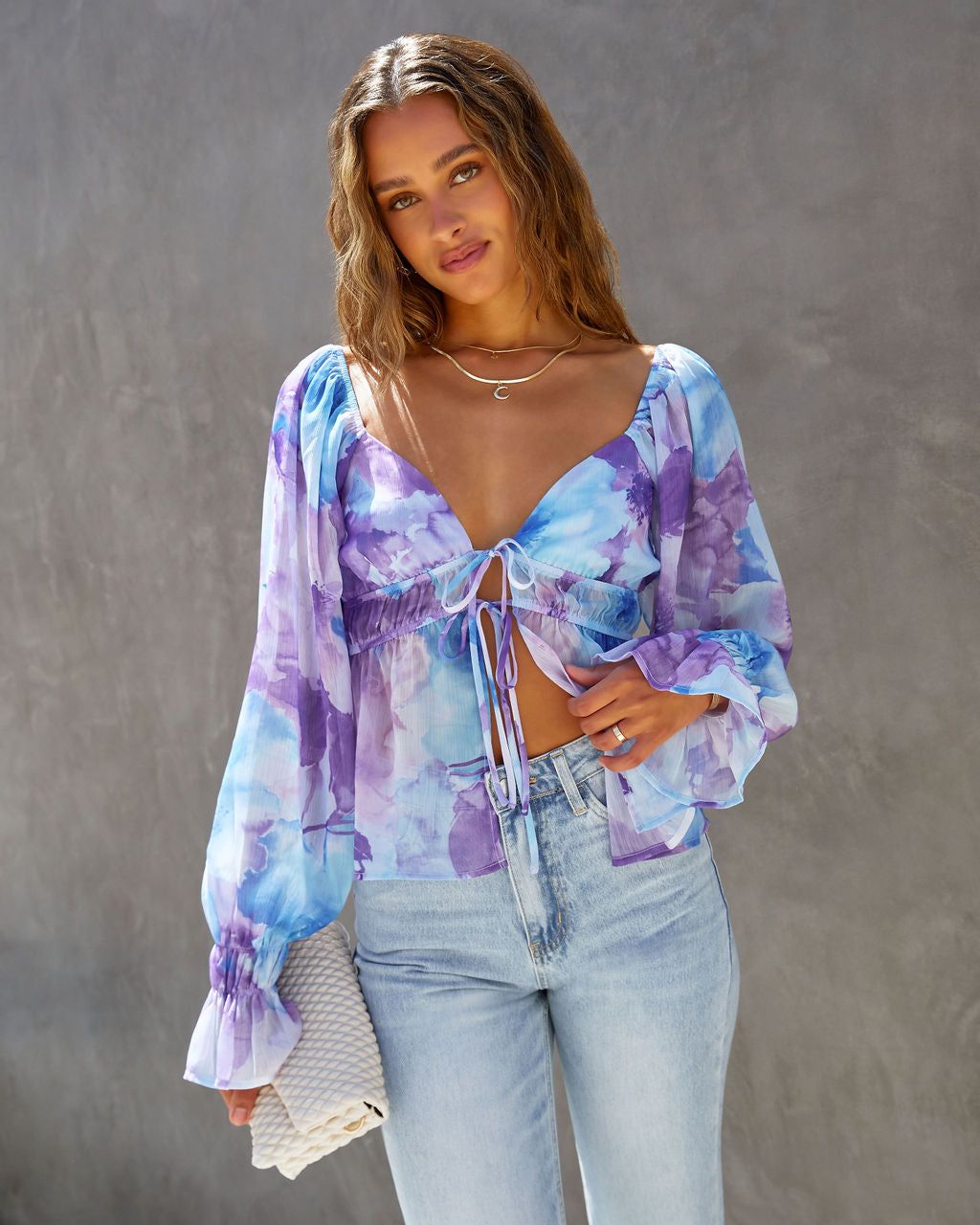 Botanic Bay Floral Front Tie Top - SALE sold by Vici