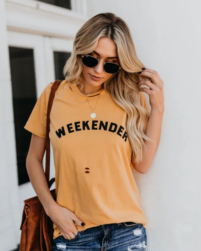 Weekender Distressed Vintage Cotton Tee - FINAL SALE sold by Vici