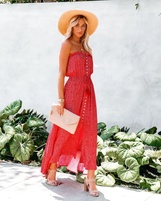 Huckleberry Strapless High Low Maxi Dress - Red - FINAL SALE sold by Vici