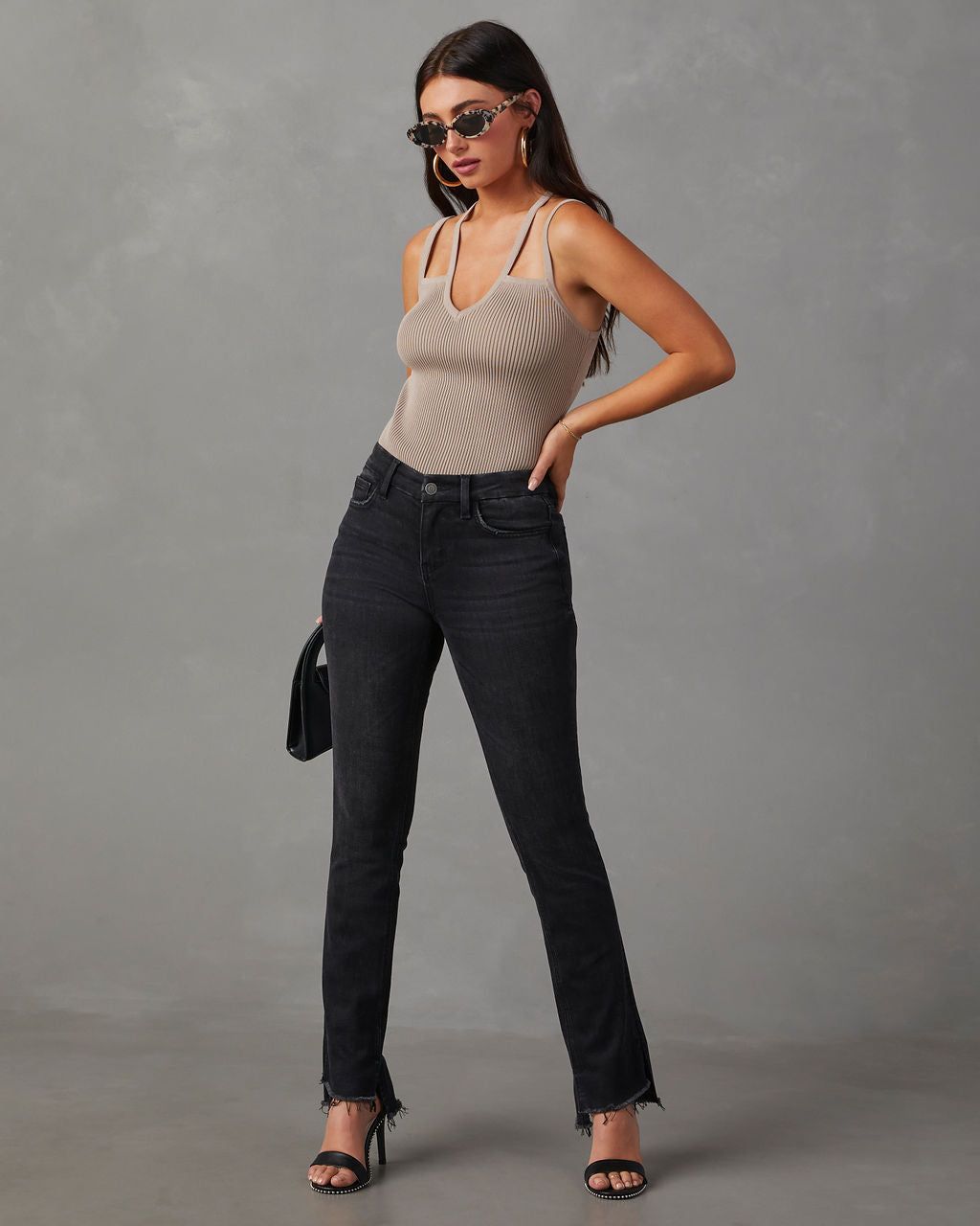 Pacheco Strappy Ribbed Tank - Taupe sold by Vici product image thumbnail 6
