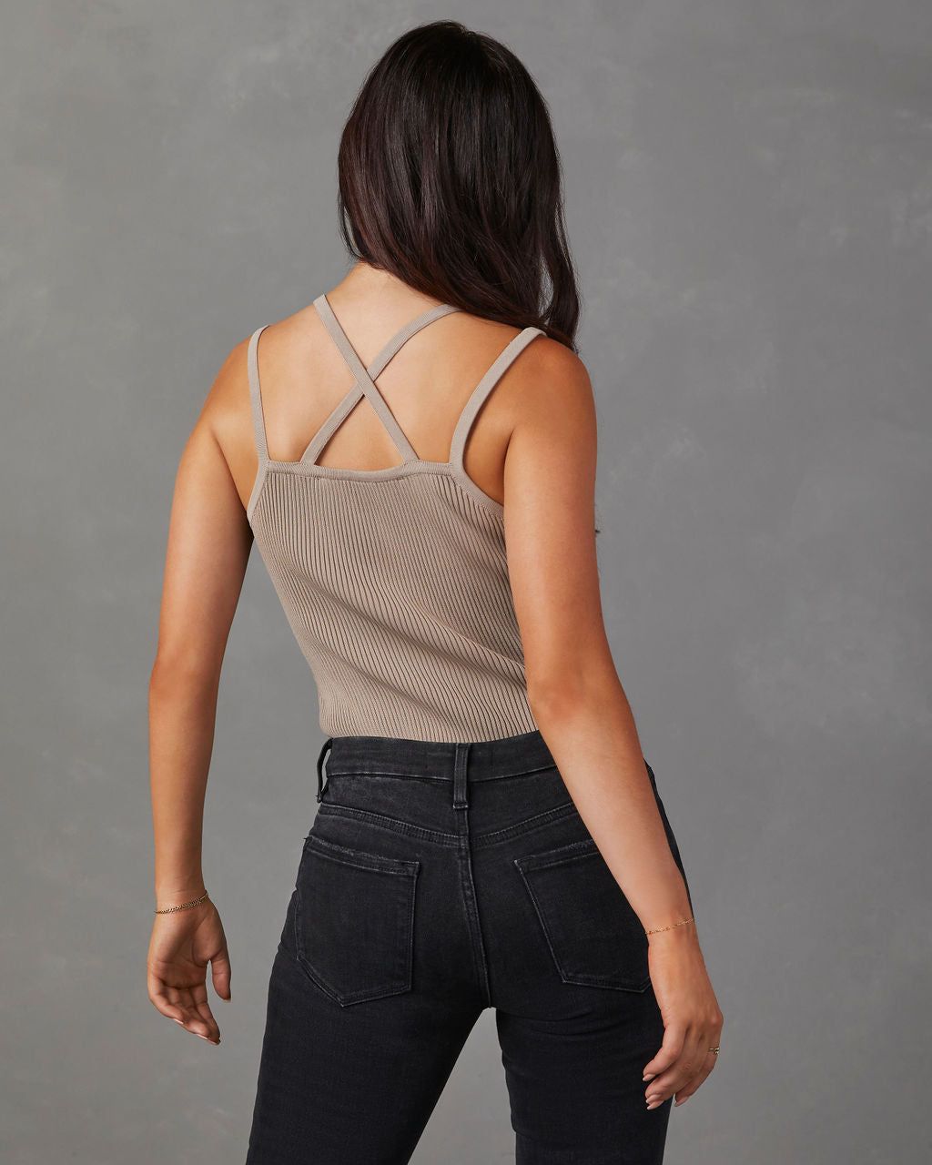 Pacheco Strappy Ribbed Tank - Taupe sold by Vici product image thumbnail 4