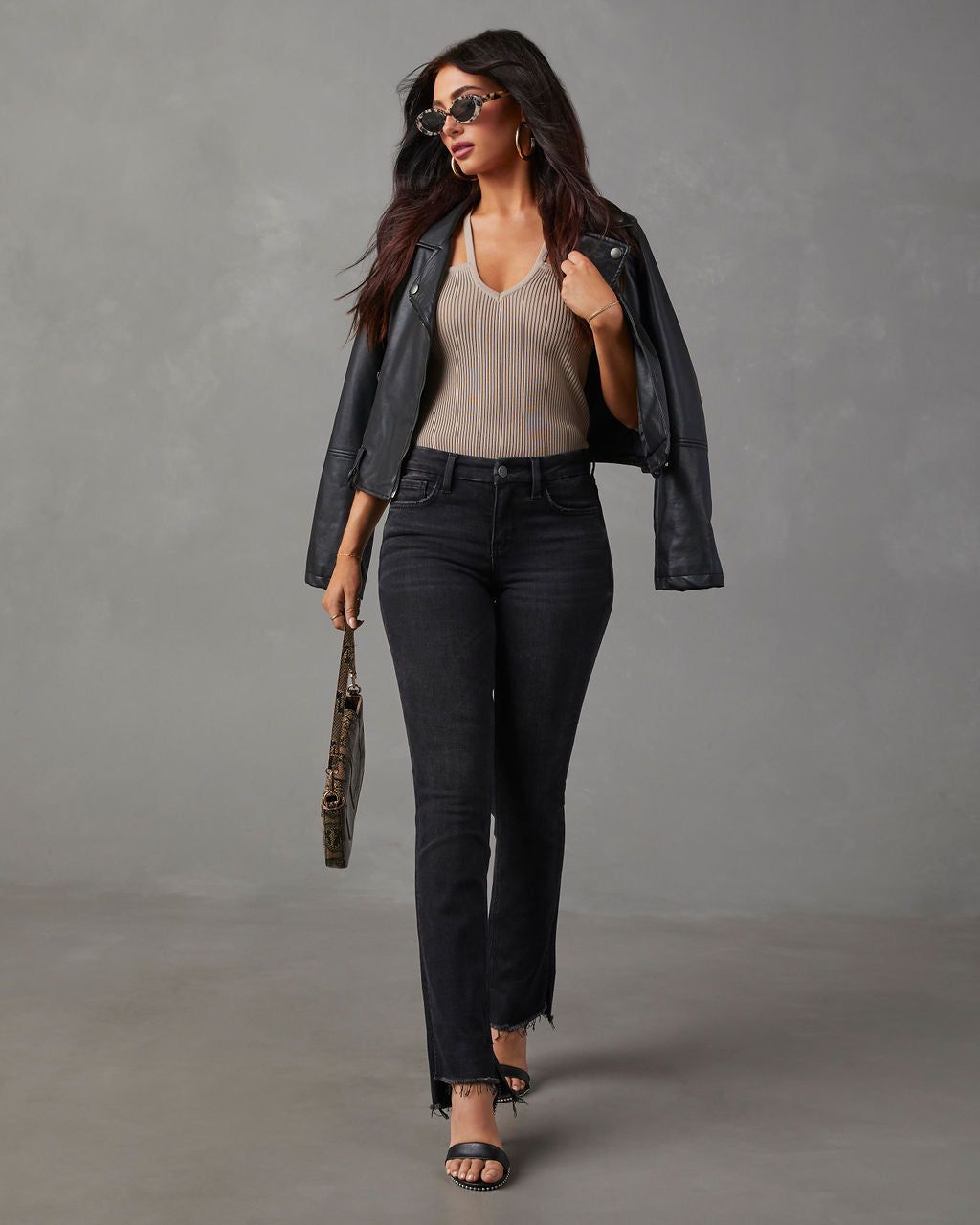 Pacheco Strappy Ribbed Tank - Taupe sold by Vici product image thumbnail 2