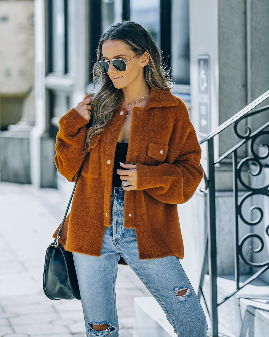 Aiden Fuzzy Knit Shacket - Camel - FINAL SALE sold by Vici product image thumbnail 8