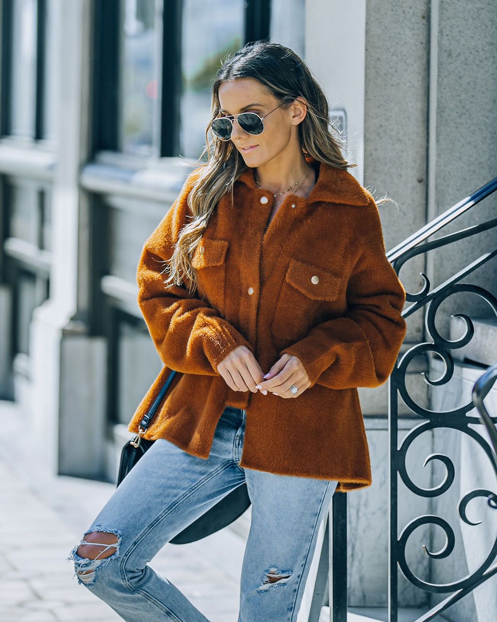 Aiden Fuzzy Knit Shacket - Camel - FINAL SALE sold by Vici product image thumbnail 7