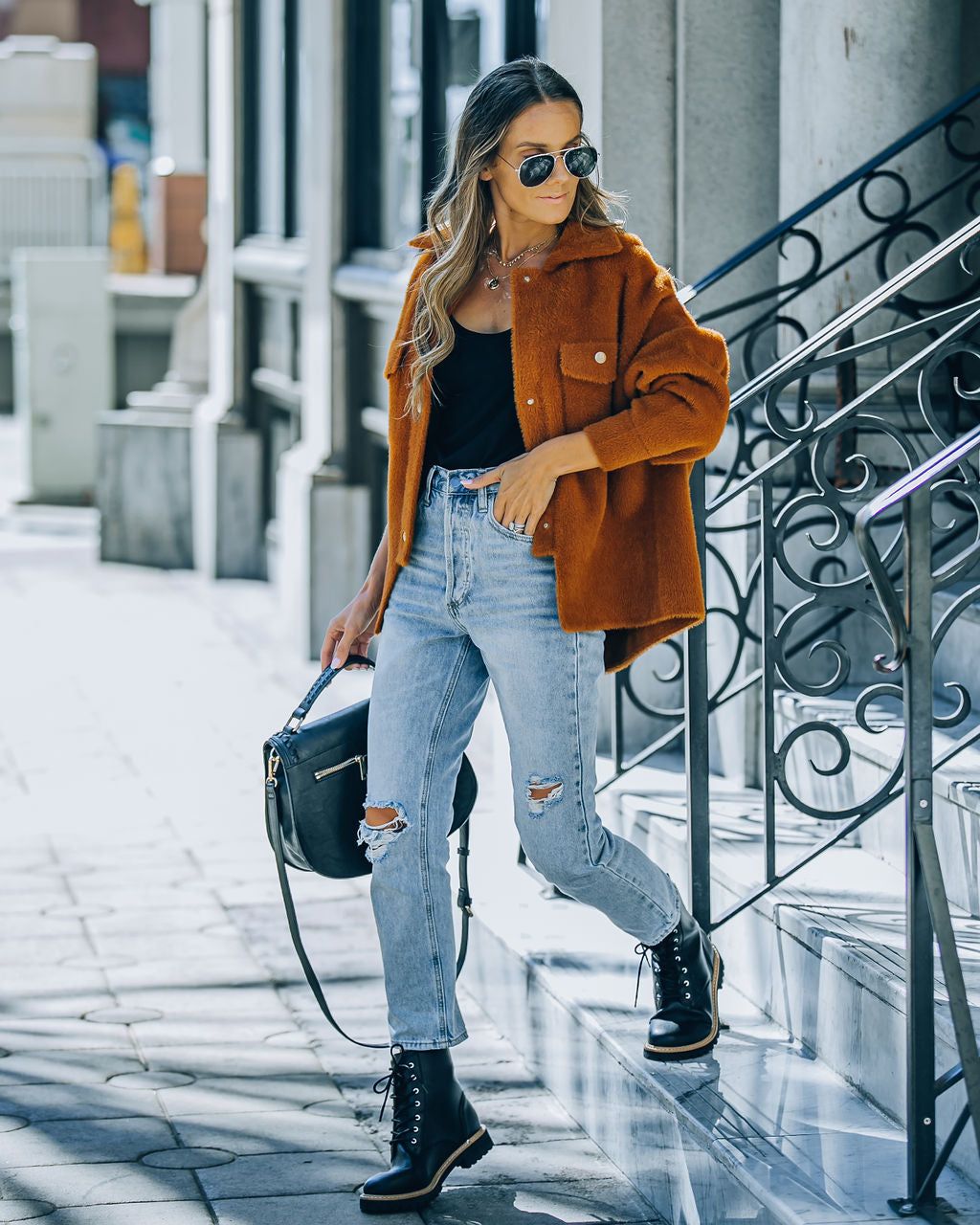 Aiden Fuzzy Knit Shacket - Camel - FINAL SALE sold by Vici product image thumbnail 11