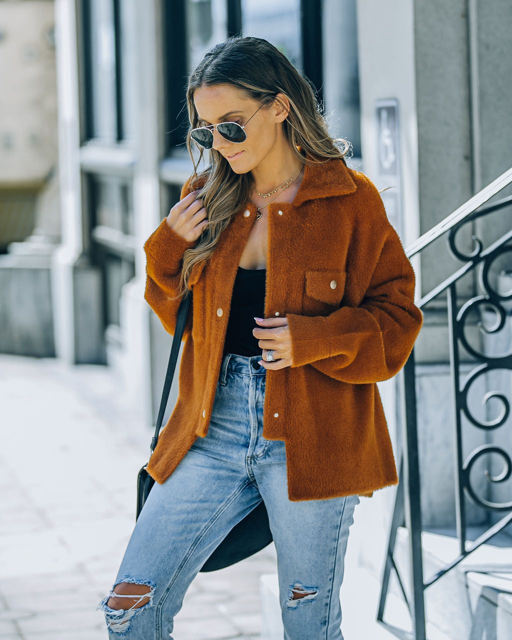 Aiden Fuzzy Knit Shacket - Camel - FINAL SALE sold by Vici product image thumbnail 10