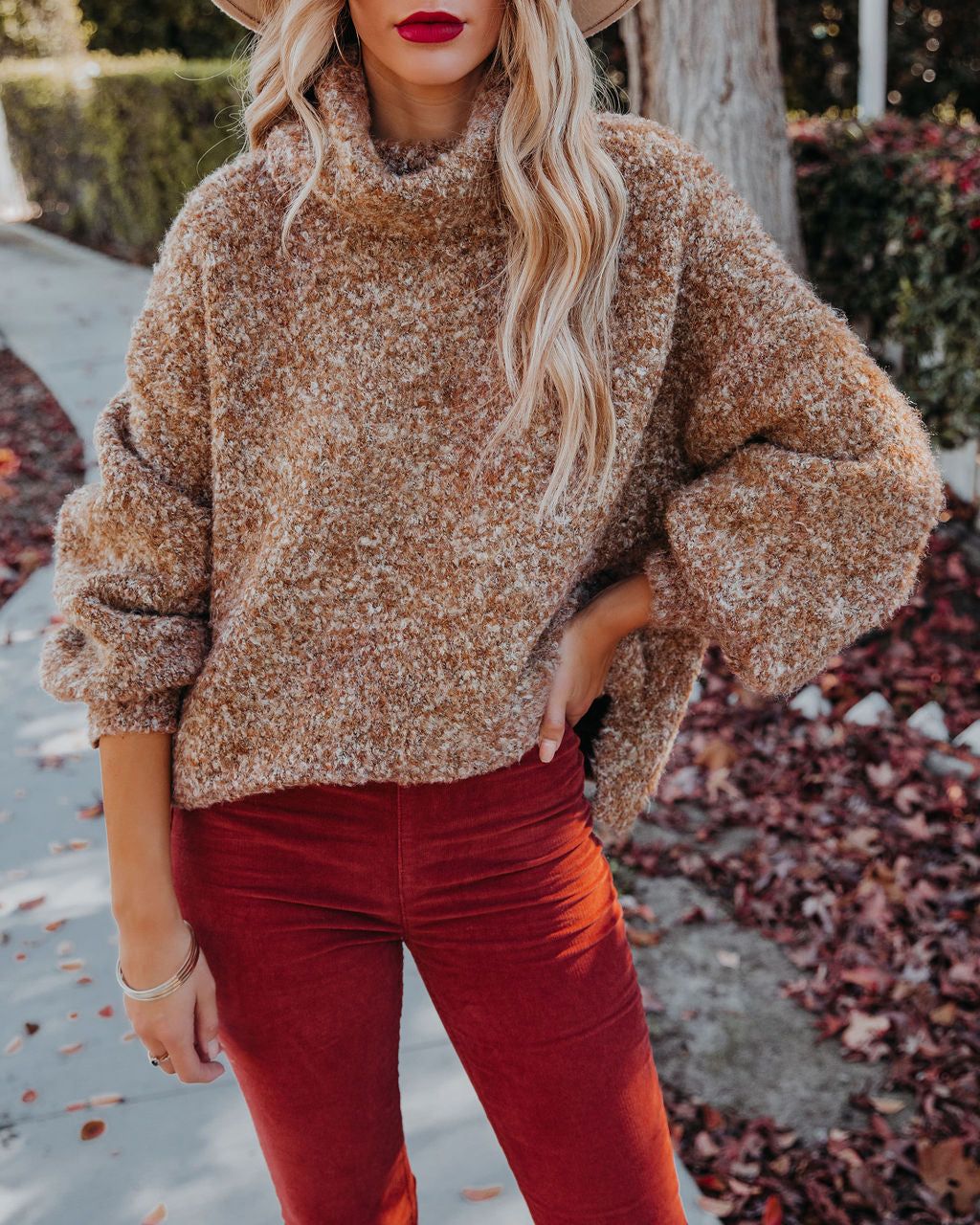 Moira Turtleneck Knit Sweater - Caramel - FINAL SALE sold by Vici product image thumbnail 6