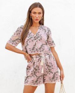 Gisela Floral Crochet Tassel Tie Shorts - FINAL SALE sold by Vici
