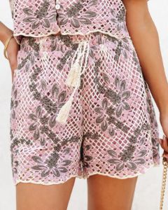 Gisela Floral Crochet Tassel Tie Shorts - FINAL SALE sold by Vici