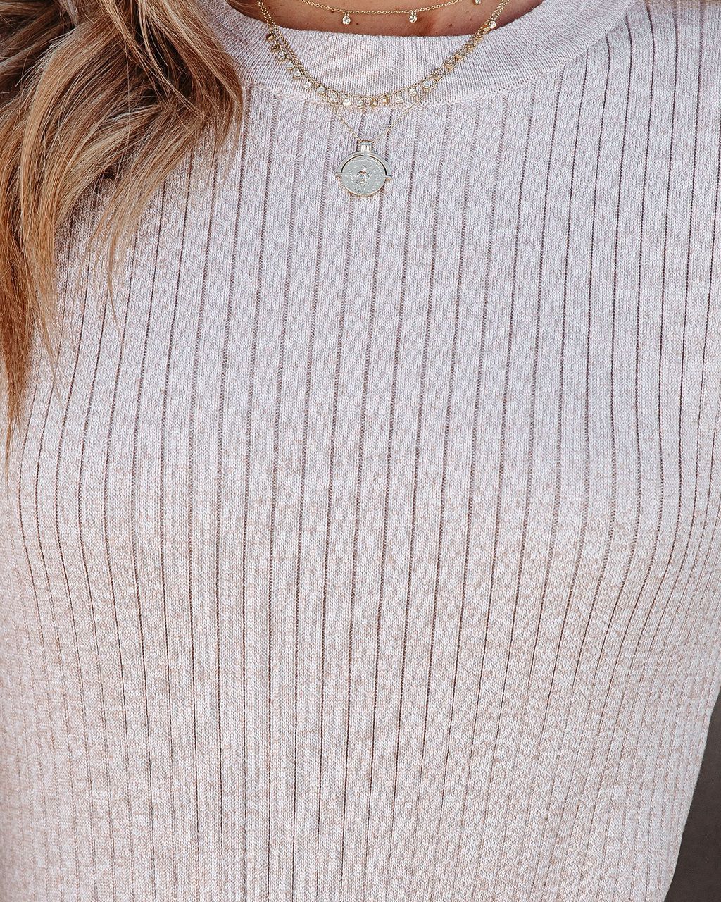 Banks Ribbed Knit Midi Dress - Oatmeal - FINAL SALE sold by Vici product image thumbnail 4