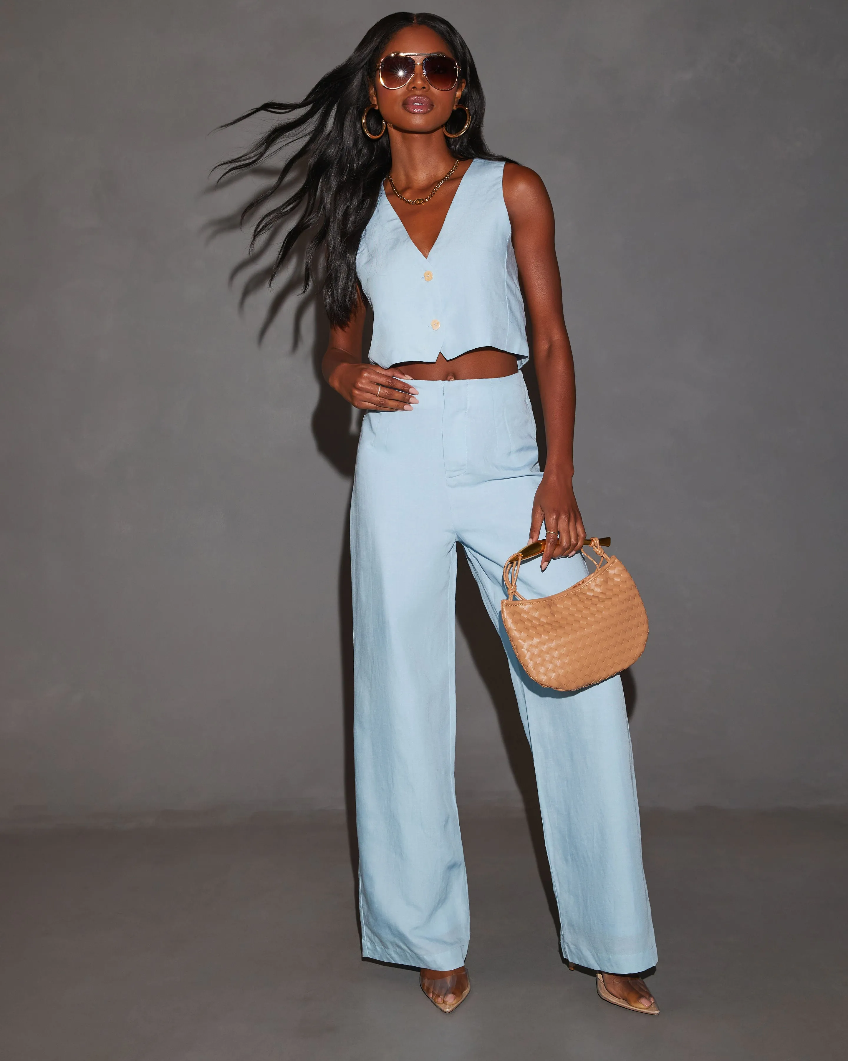 Adley High Rise Straight Leg Trousers sold by Vici